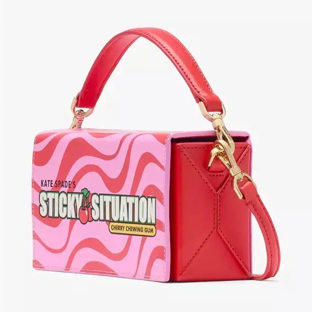 Kate Spade Cherry Print Pink and Red Crossbody Bag sticky situation bubble gum